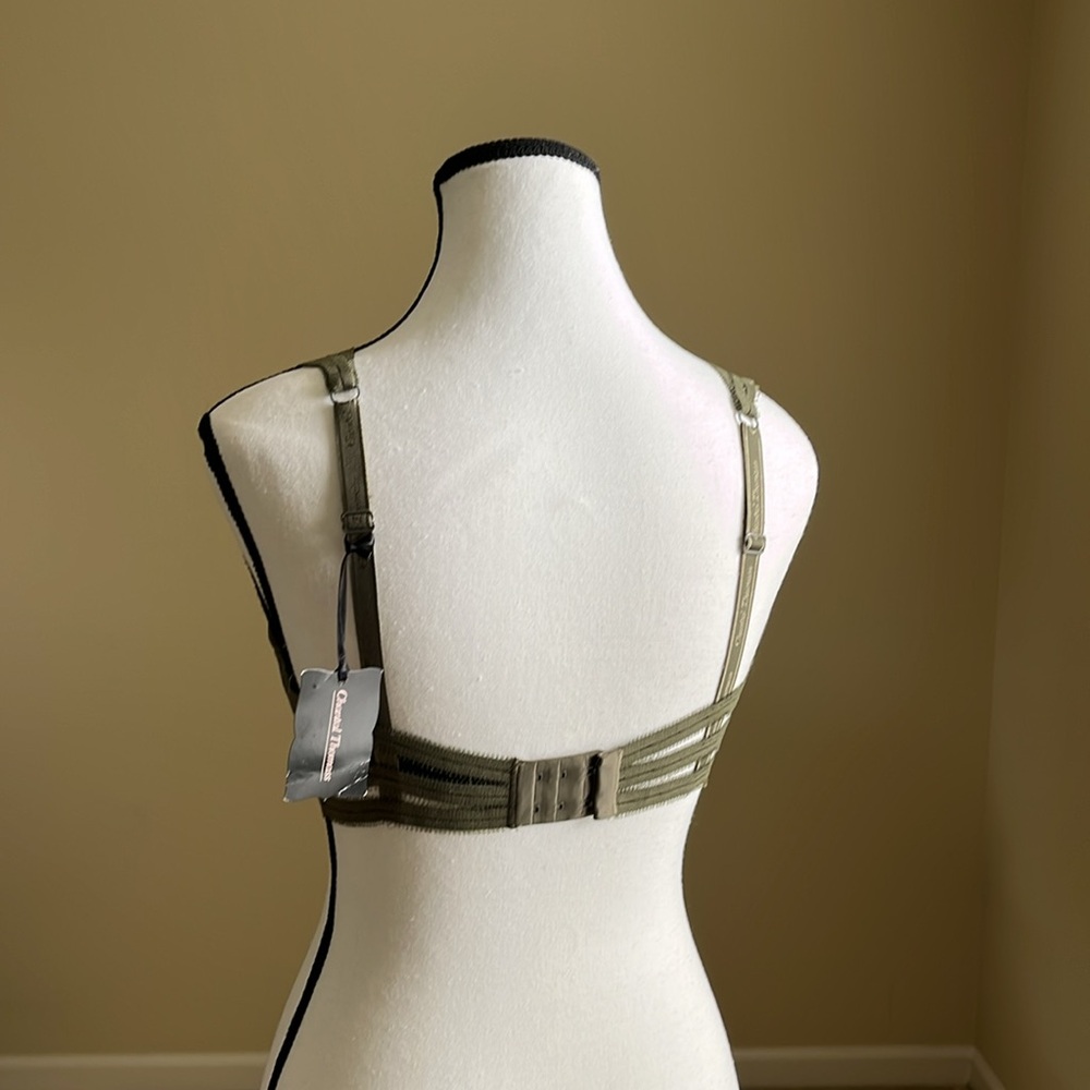 NWT - Chantal Thomas - Army Green Underwire Balconette Bra - 85D Fr / 32D US - Picture 2 of 7